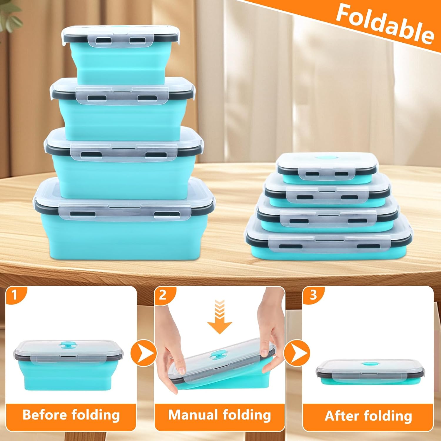 Detalle de Swihorab Collapsible Food Storage Containers, Silicone