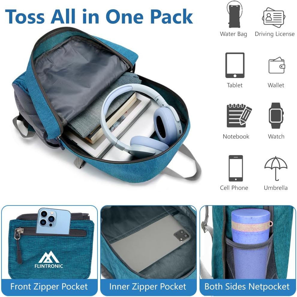 Detalle de Flintronic Sac à Dos Pliable Ultraléger 20L — Sac de Randonnée Imperméable Ultra Compact