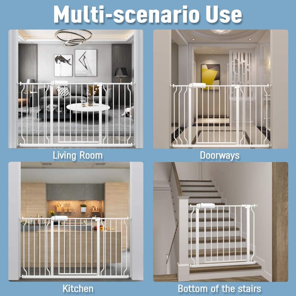 Detalle 1 de ALLAIBB Extra-Wide Pressure-Mounted Baby Gate, Auto-Close, Two-Way Swing
