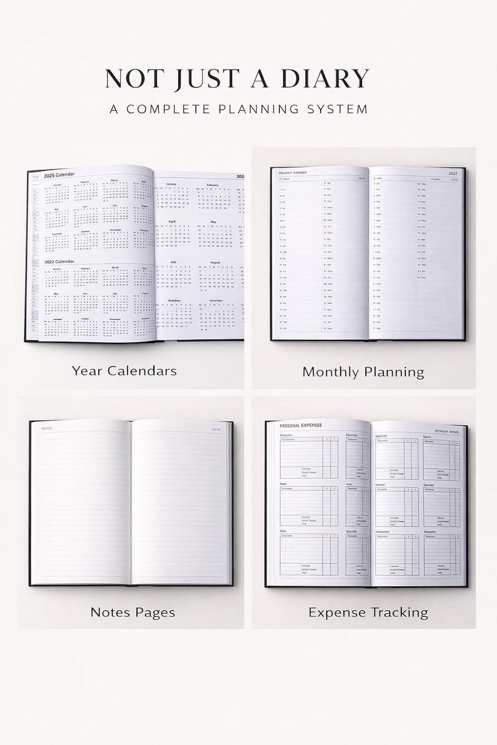Thumbnail 2 de 2026 Top Sale A4 Day Per Page Hard Cover Diary with Ribbon Bookmark (Black) – daily planner & notes pages