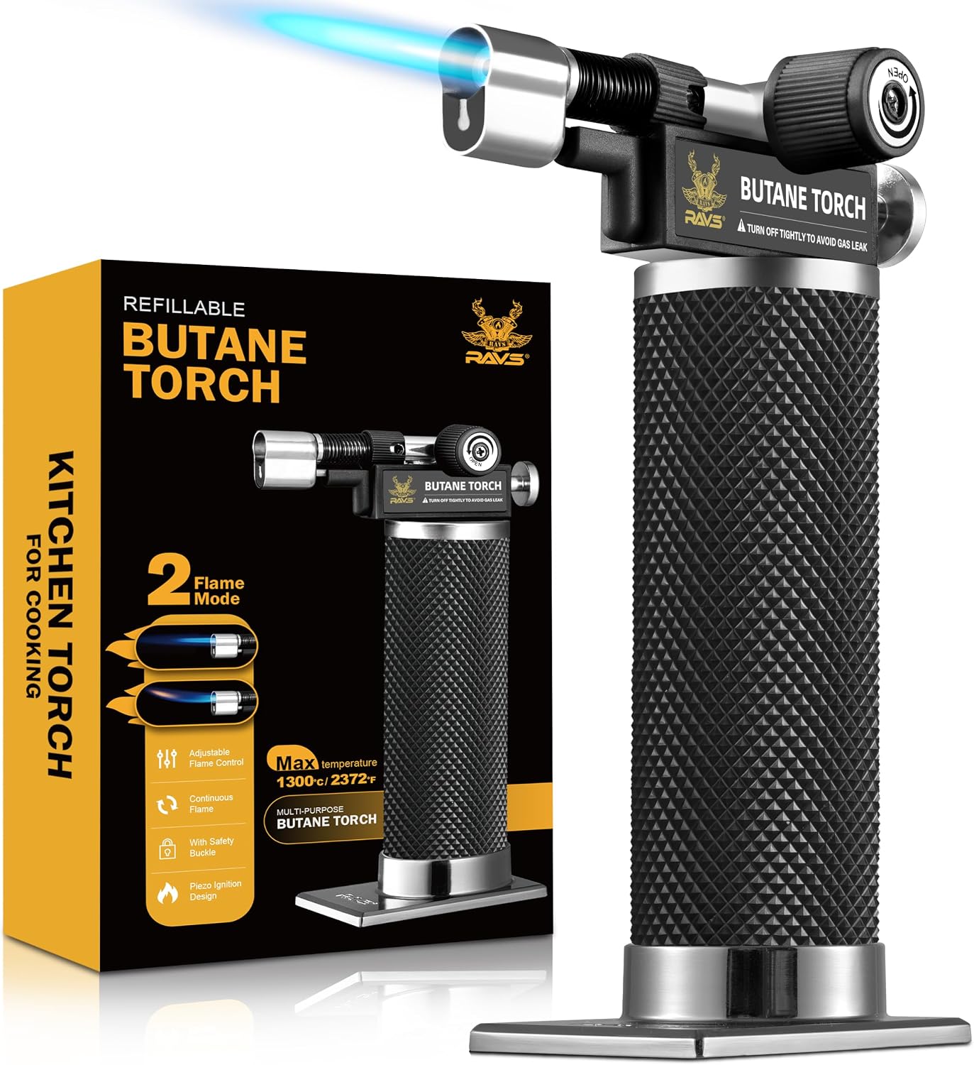 Detalle de RAVS butane torch RBT018 Dual-Flame Butane Torch Lighter, Metal, Adjustable