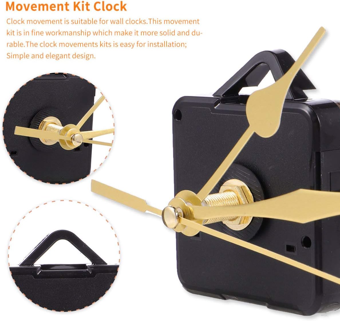 Detalle de Stilles Mit Goldenen Zeigern – Präzises DIY-Wanduhr-Uhrwerk mit goldenen Zeigern als Ersatzteil