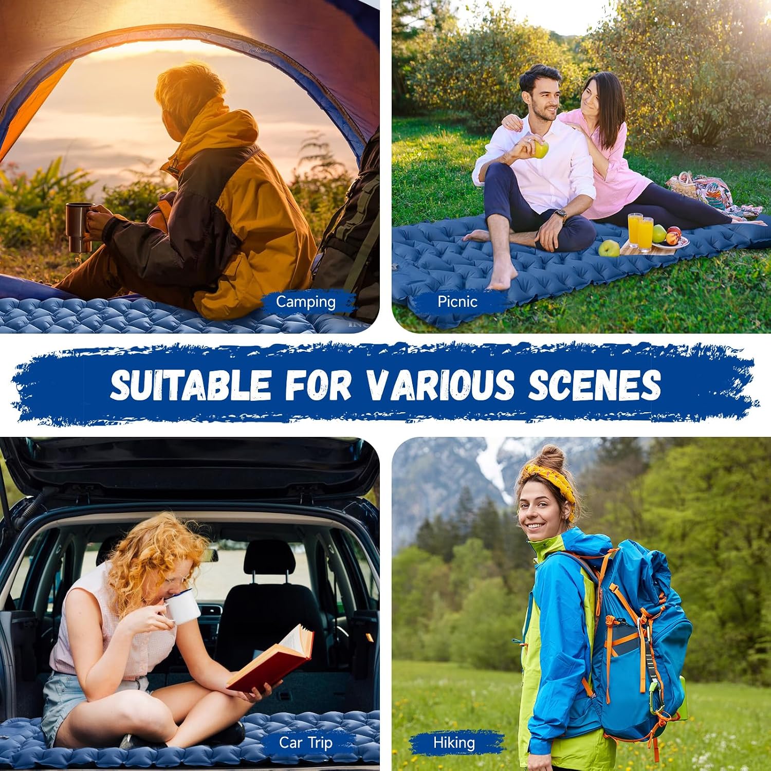 Detalle de iNeibo Sleeping Pad: Inflatable Sleeping Mat with Built-in Foot Pump Pillow for Outdoor Camping