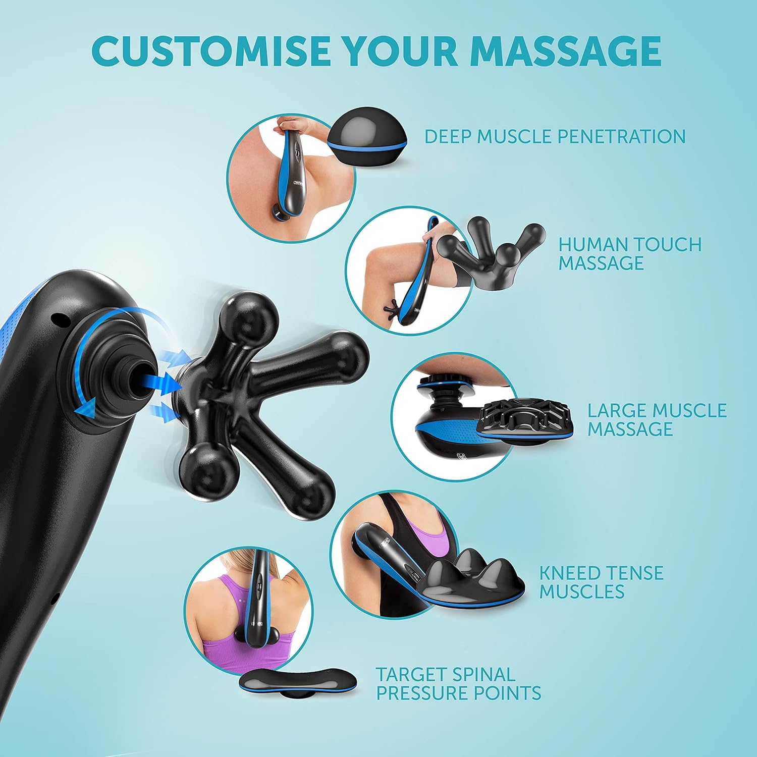 Thumbnail 2 de Wahl Cordless Deep Tissue Massager: Portable Muscle Relief with Five Attachments