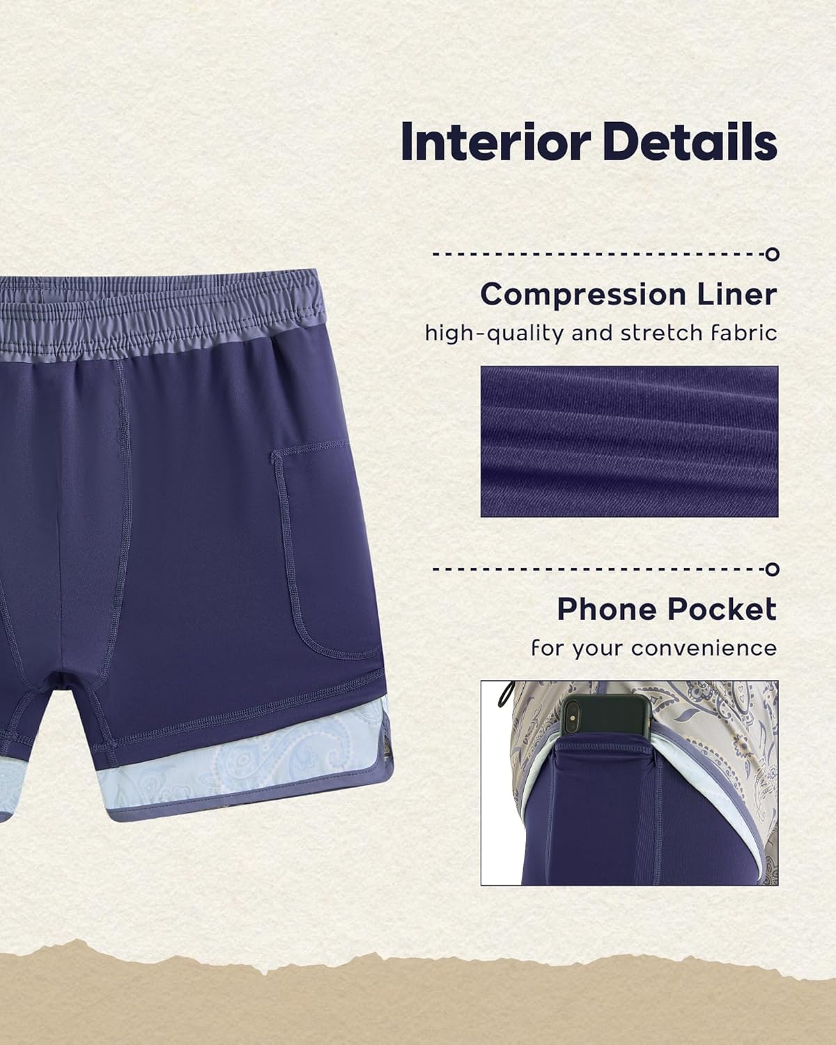 Thumbnail 4 de Maamgic Men's 80s-90s Vintage 5.5" Swim Trunks (2-in-1 Quick-Dry Board Shorts)