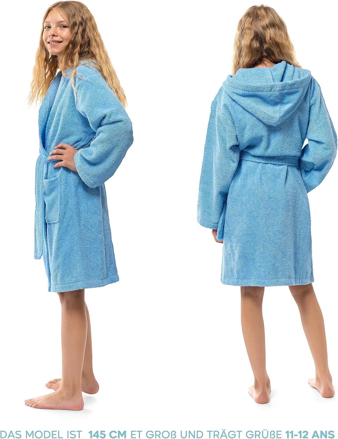 Detalle 1 de Twinzen Bademantel Kinder & Teenager 100% Baumwolle
