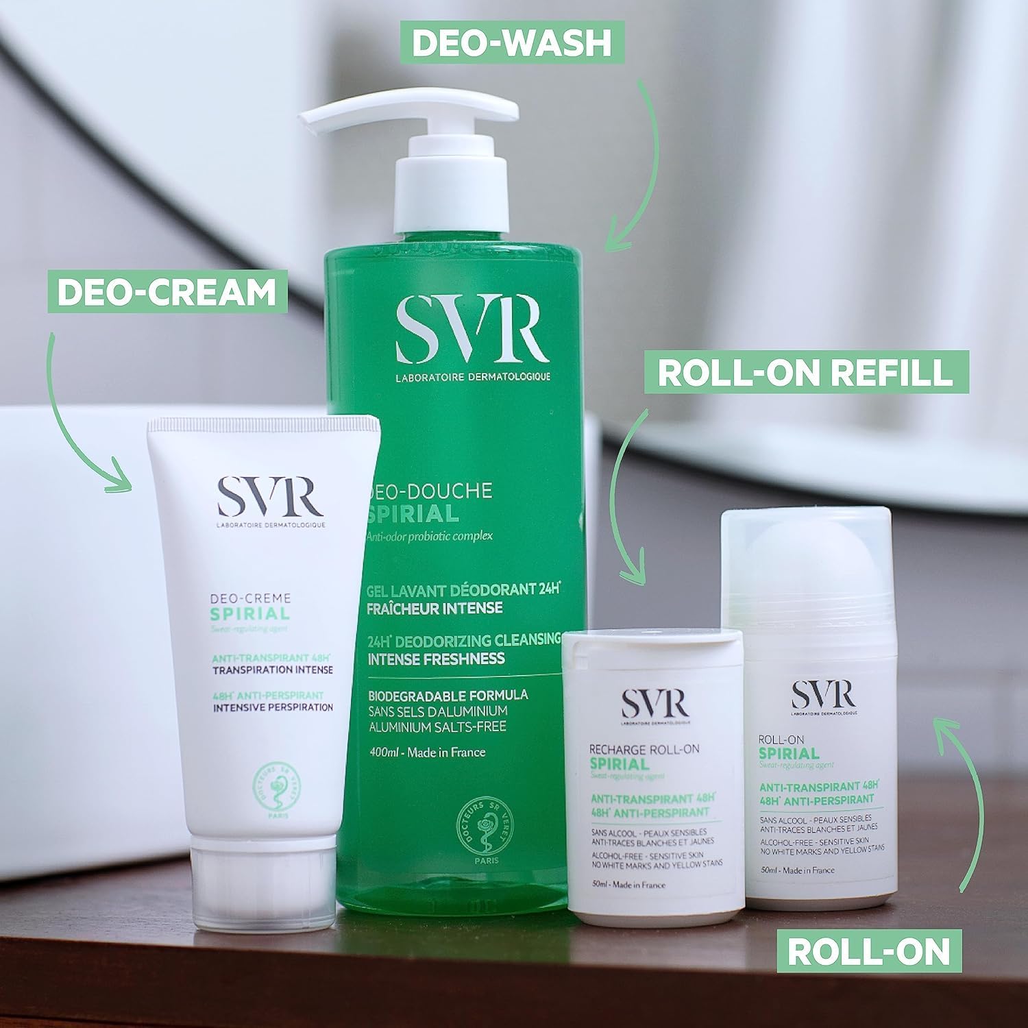 Detalle de SVR SPIRIAL All-over 24hr Deodorising Wash-Off Cleansing Gel — Aluminium Salts-Free