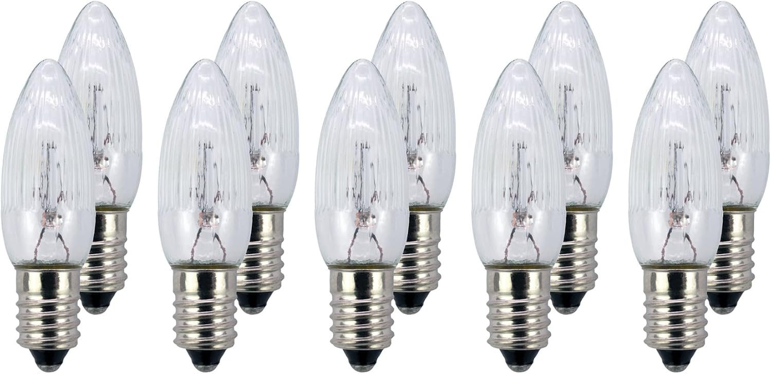 Hellum bougies de remplacement pour arc flottant – 10 pièces, bougie cannelée E10, 8V, 1,5W, 15 lumens