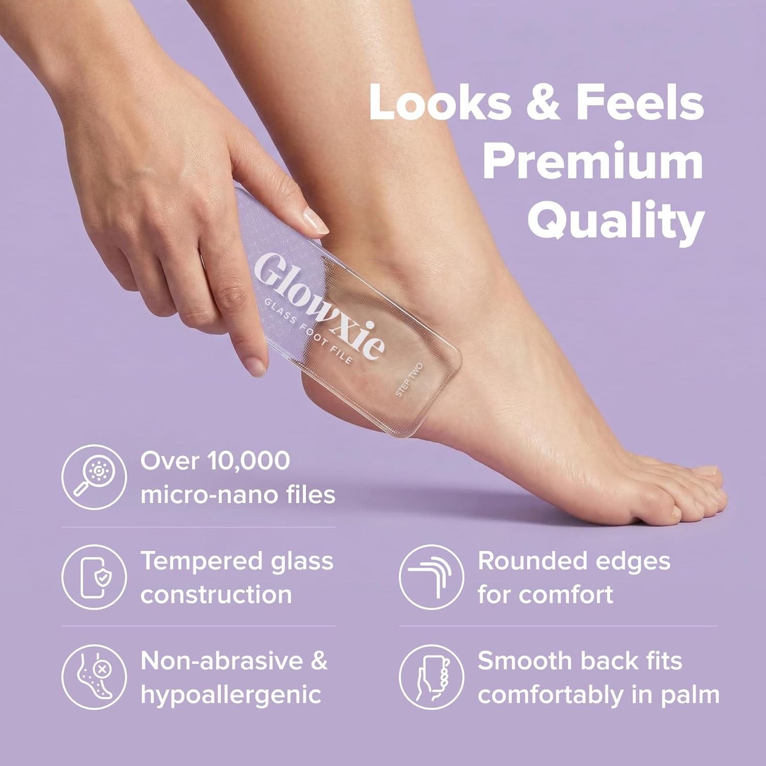 Thumbnail 4 de Glowxie Nano Glass Foot Files for Hard Skin – 2-in-1 Foot File & Heel Scraper (wet & dry)