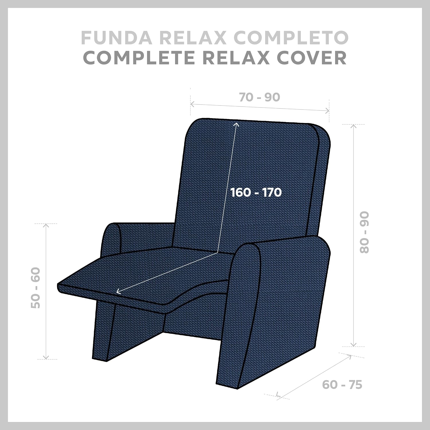 Thumbnail 3 de Textilhome Copripoltrona TEIDE 1 Posto Blu 70–100 cm