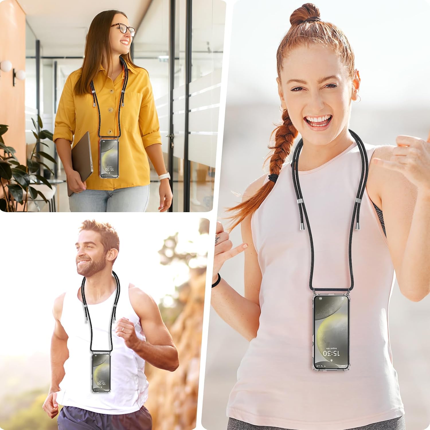 Thumbnail 6 de OLEPHY cover trasparente con cordino e tracolla per Samsung Galaxy A35 5G (antiurto, rimovibile), nero