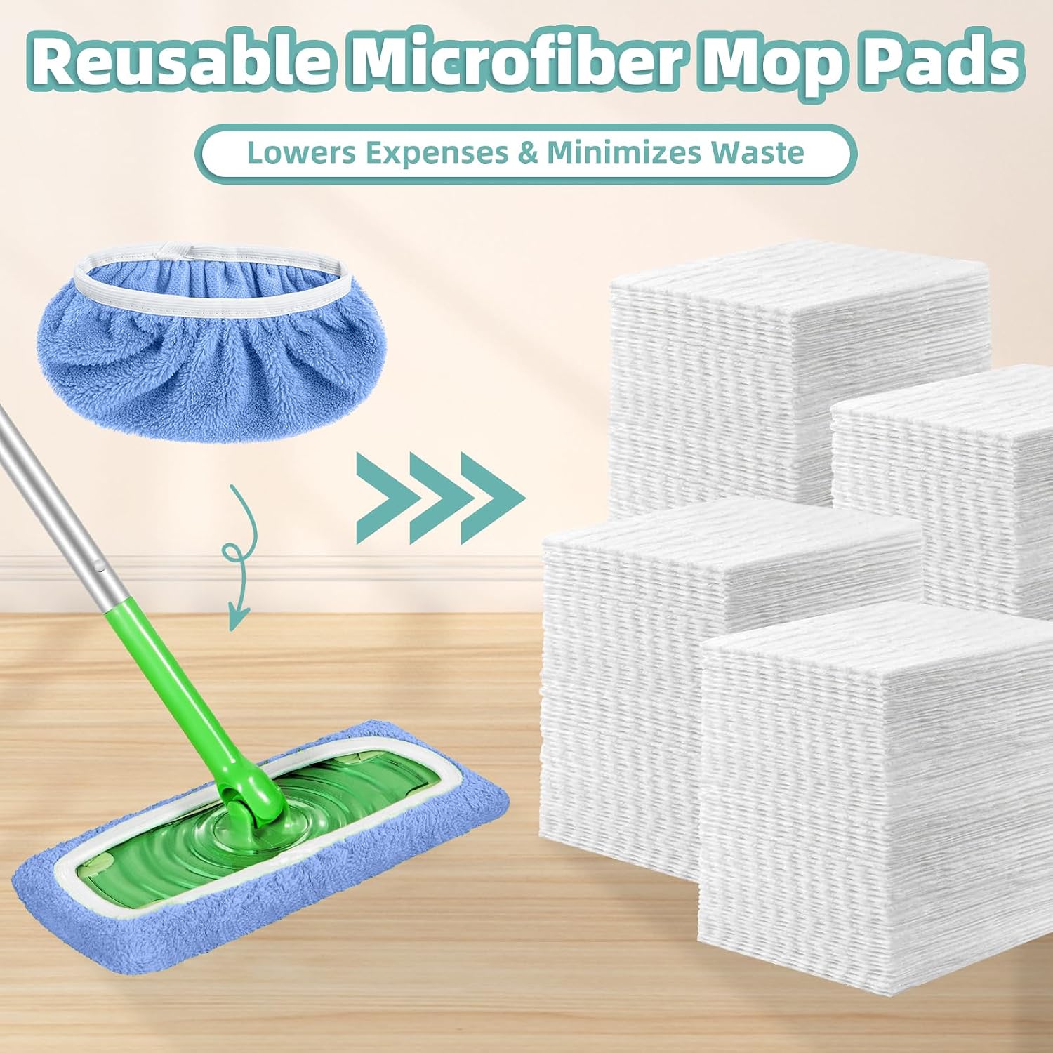 Thumbnail 6 de Reusable Mop Pads for Swiffer Sweeper Mop (6-Pack, Blue)