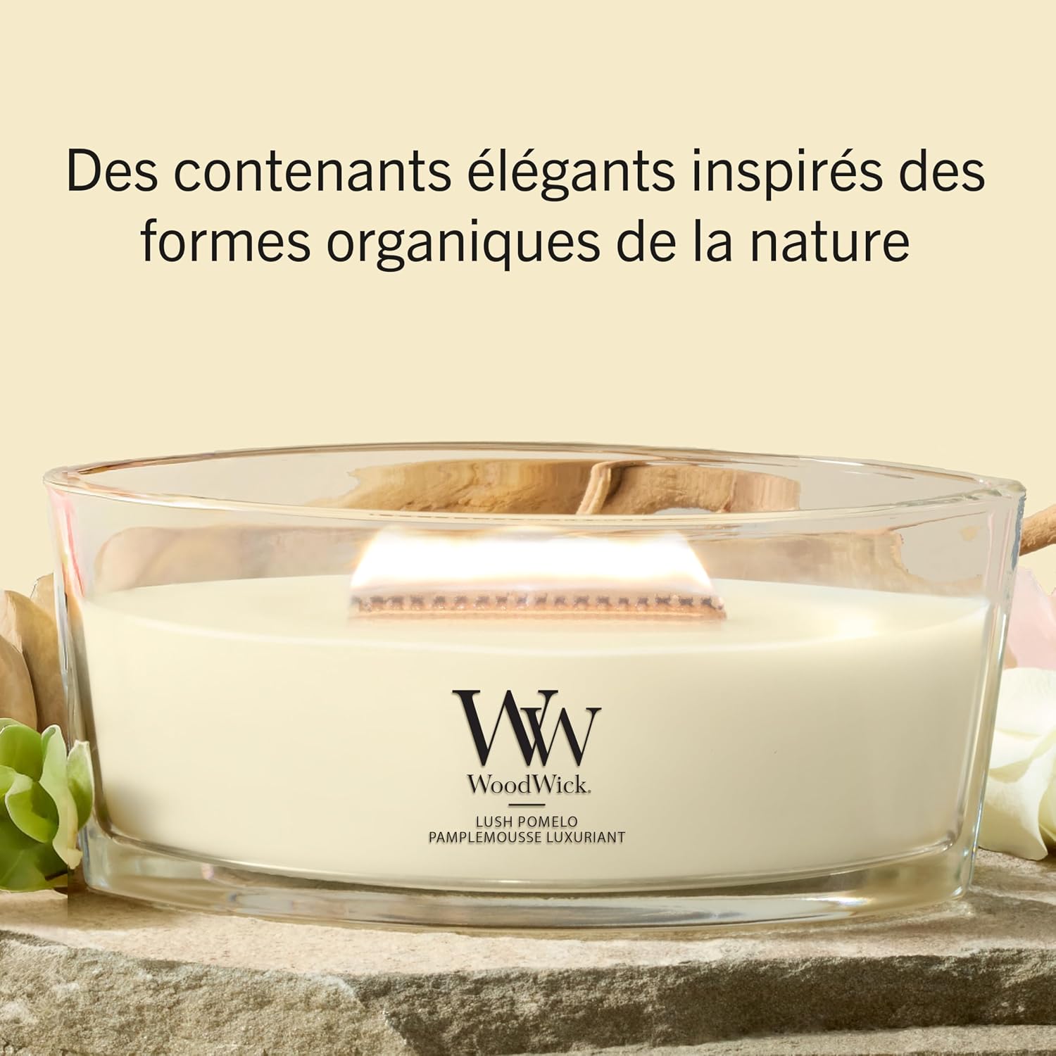 Detalle de WoodWick Bougie parfumée Bougie Ellipse Pamplemousse luxuriant – un cadeau élégant pour femmes