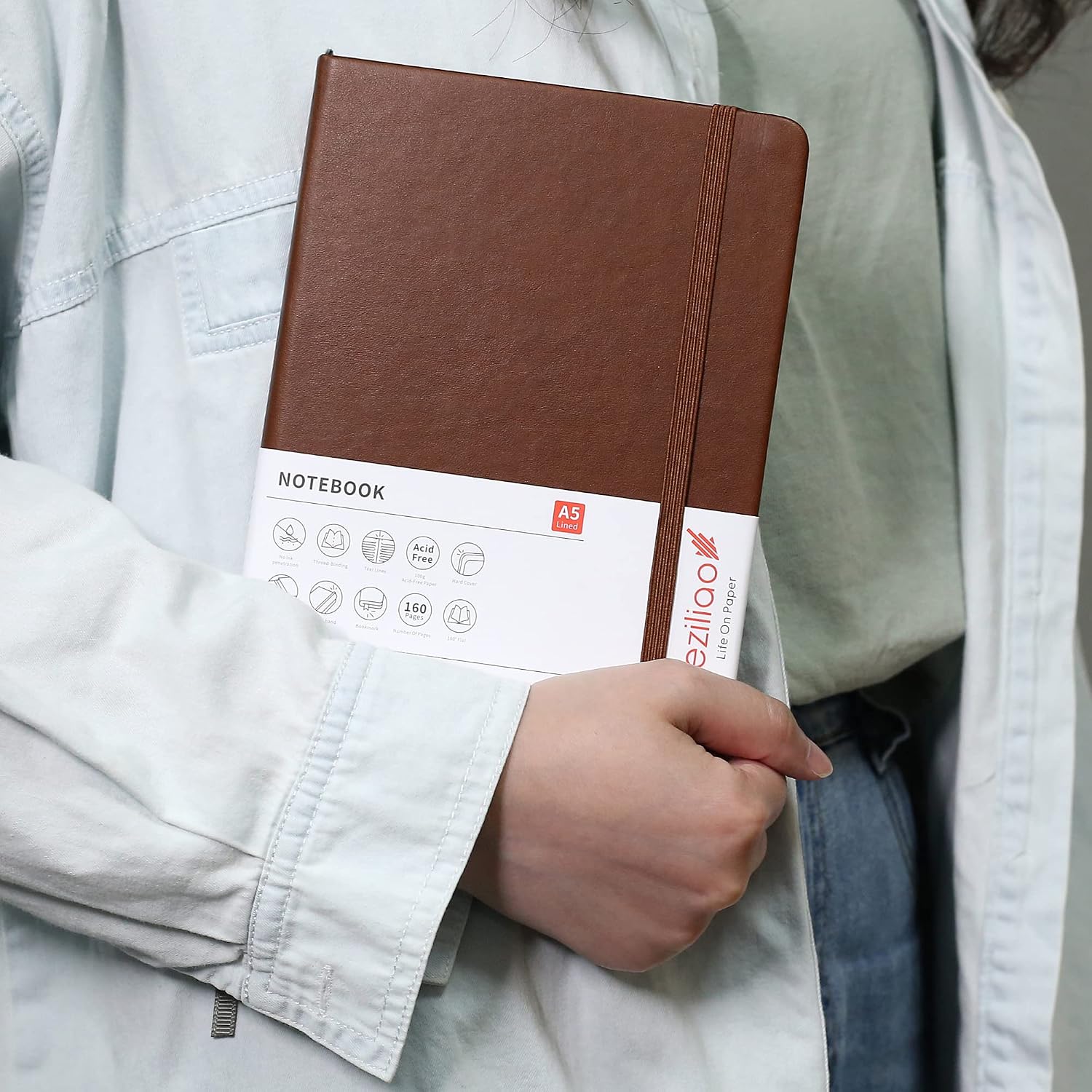 Thumbnail 6 de Deziliao D0005 Hardcover Notebook, 160 Pages, 100 gsm Ivory Paper, Brown