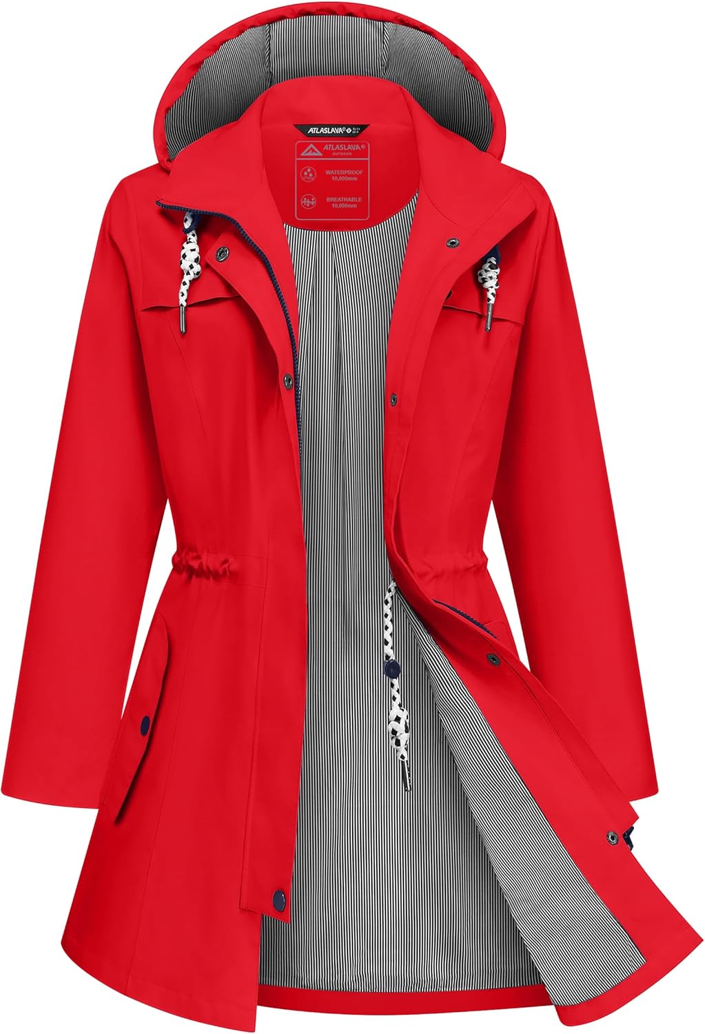 Thumbnail 6 de ATLASLAVA Rain Jacket Women: Waterproof, Lightweight Long Hooded Raincoat