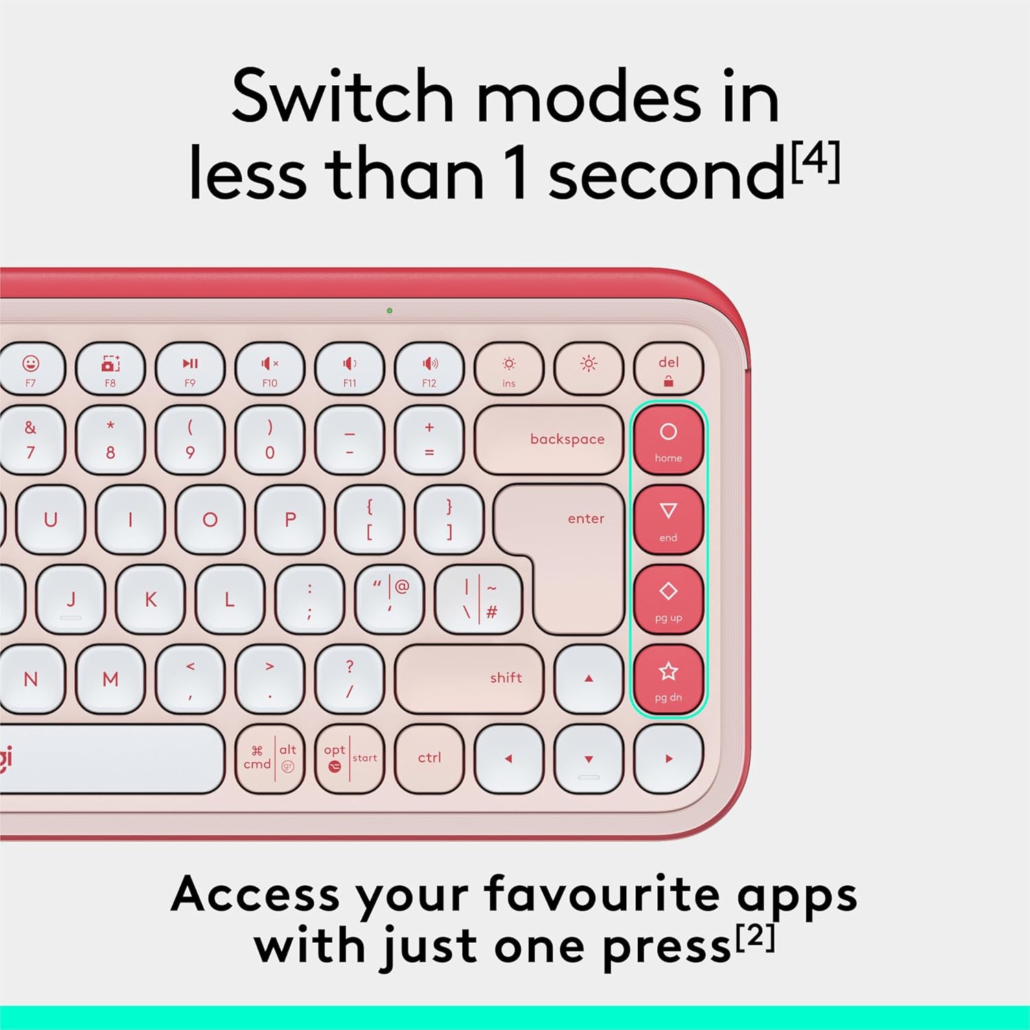 Thumbnail 4 de Logitech POP ICON KEYS Wireless Bluetooth Keyboard (QWERTY UK, Rose) with Programmable Action Keys