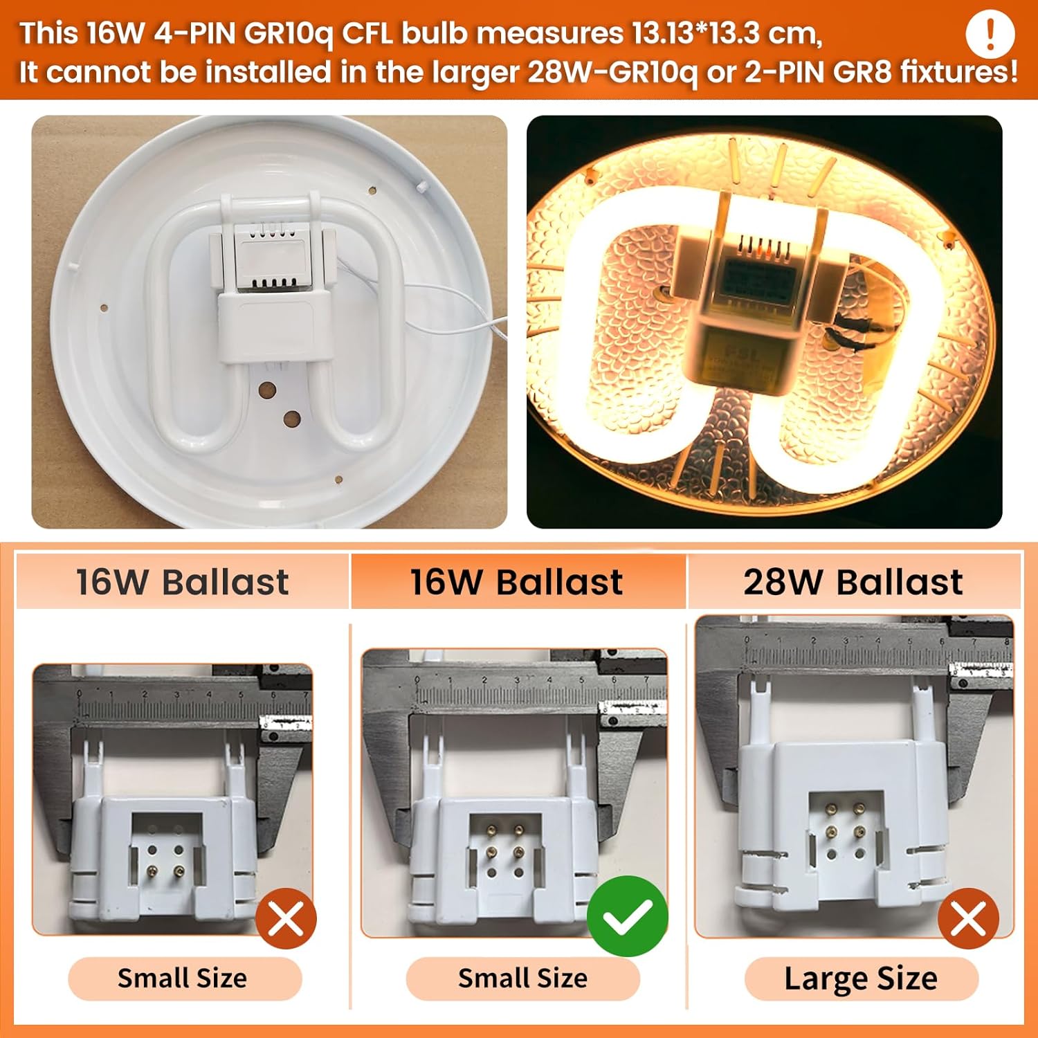 Thumbnail 5 de GR10q 4 Pin 16W 3500K CFL Bulb
