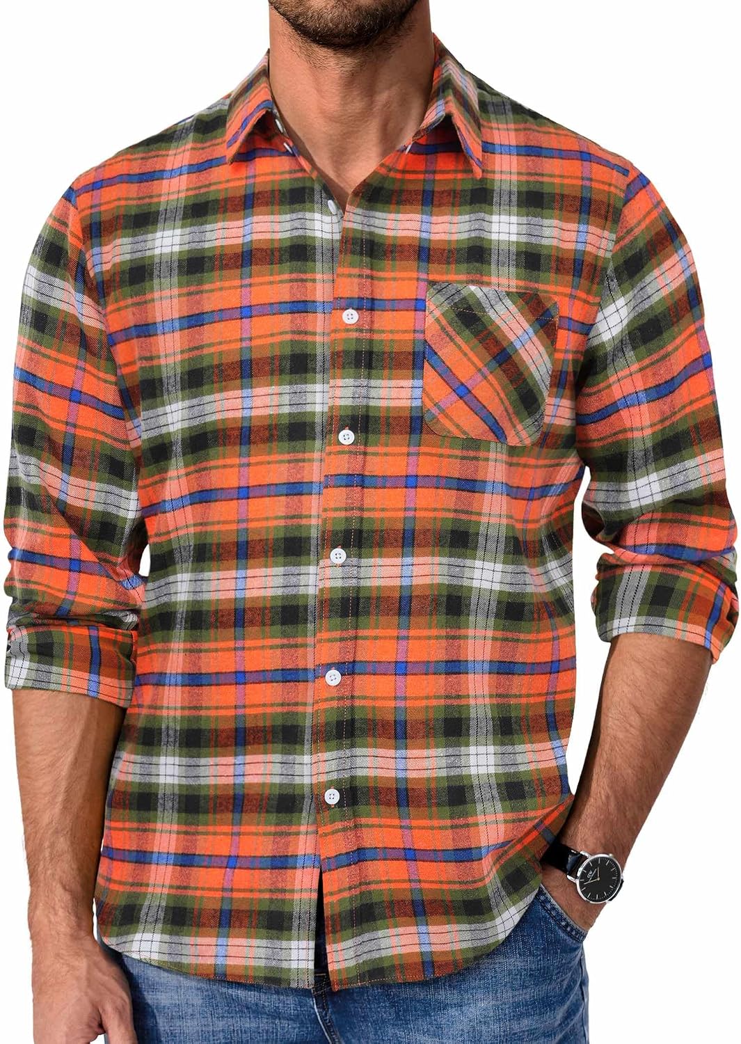 Thumbnail 5 de COOFANDY Flannel Shirt Casual Cotton Pocket