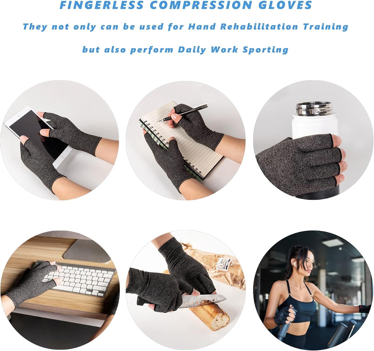 Thumbnail 6 de Fingerless Gloves for Women and Men – Breathable Cotton-Blend Half Finger Gloves