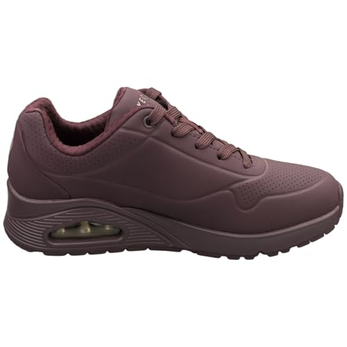 Detalle 2 de Skechers Damen Uno Stand On Air Trainers – Burgundy Duraleather / Mesh, Größe 38 EU