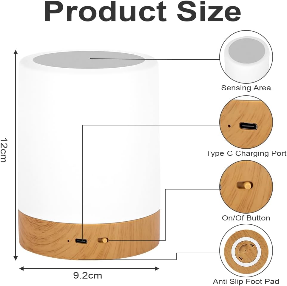 Thumbnail 1 de Adiwo Lampada da Comodino LED Colorata: lampada notturna ricaricabile con 13 colori, 5 livelli di luminosità, controllo touch e telecomando