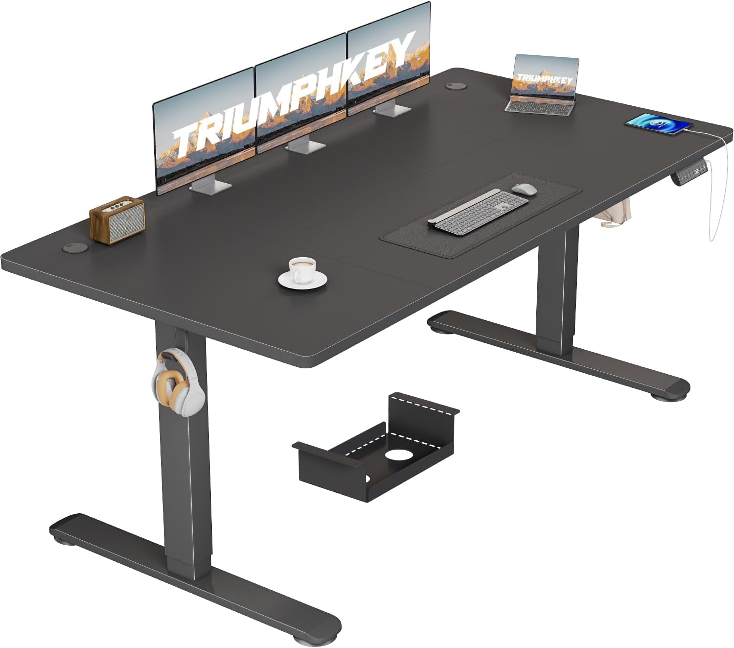 Detalle de TRIUMPHKEY 0287 elektrisch zit-sta-bureau 160 x 80 cm met USB en geheugenstanden