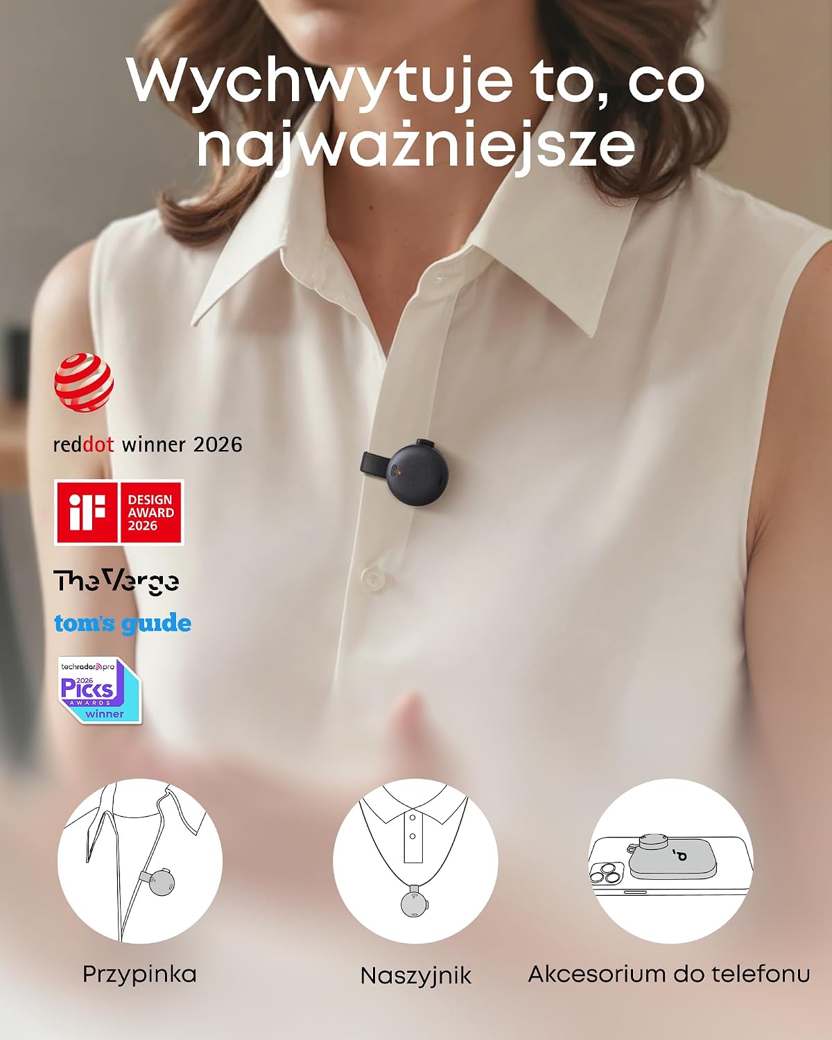 Detalle 2 de Soundcore Work – dyktafon AI 8 GB z transkrypcją i certyfikatem MFi