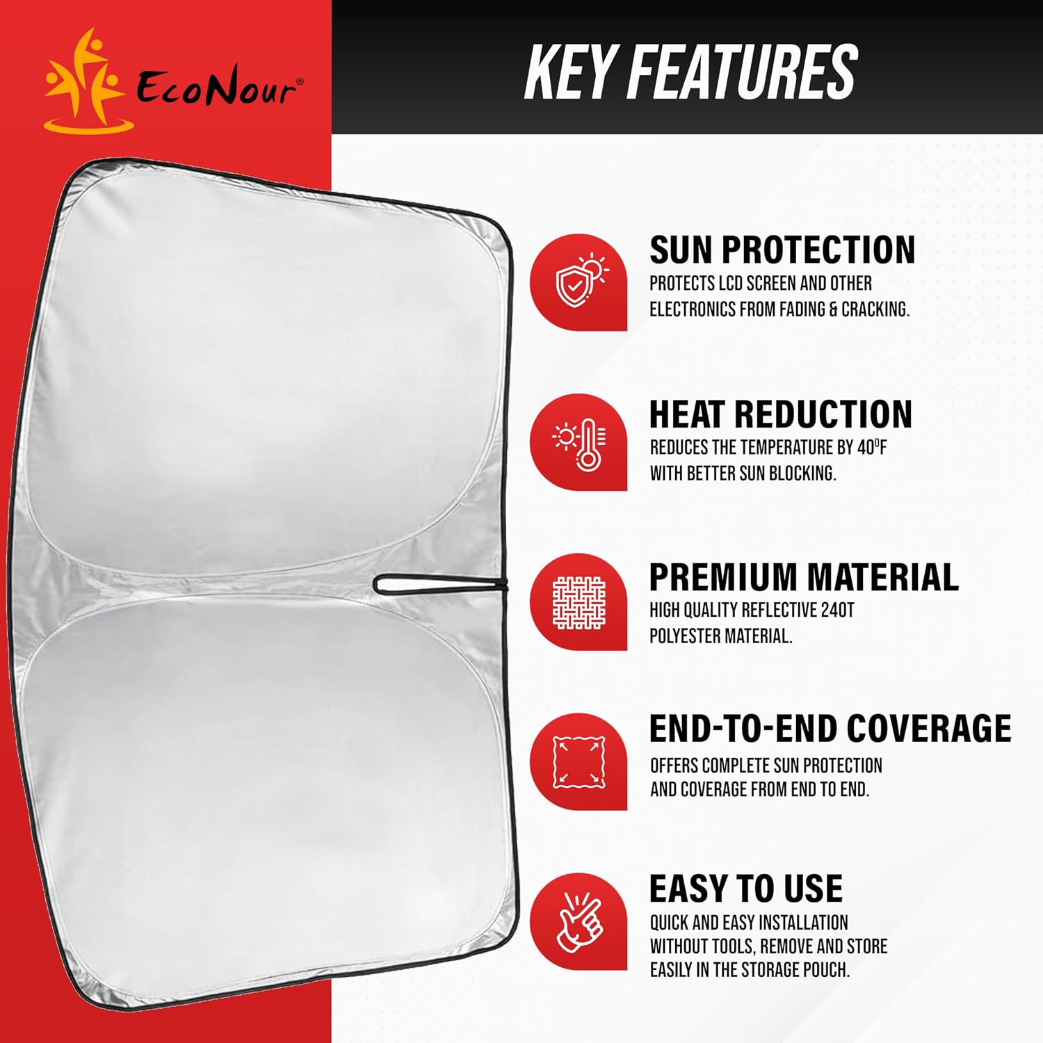 Detalle 2 de EcoNour Windshield Sun Shade for Tesla Model 3/Y