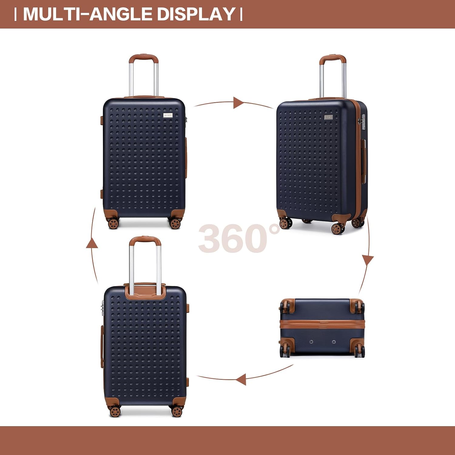 Detalle 2 de Kono Set de 3 Valises Soute ABS Rigide (31/57/67/76 cm) – 4 roulettes 360° et serrure TSA Marine