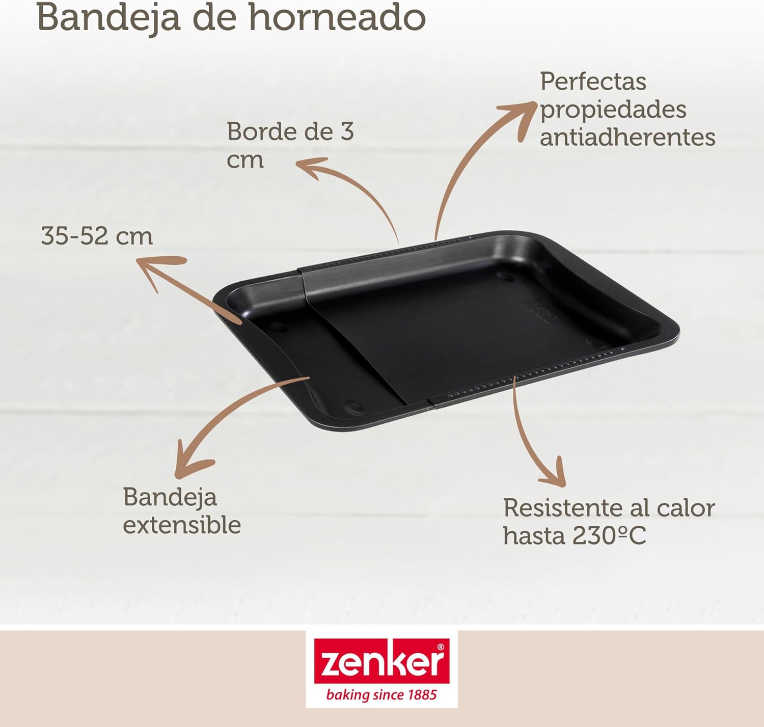 Detalle de Zenker Bandeja Extensible Antiadherente para Horno 🍽