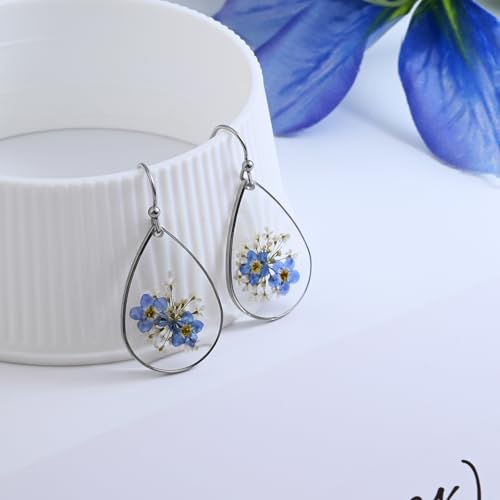 Thumbnail 3 de Aliyoham Forget-Me-Not Flower Drop Earrings – Silver Plated