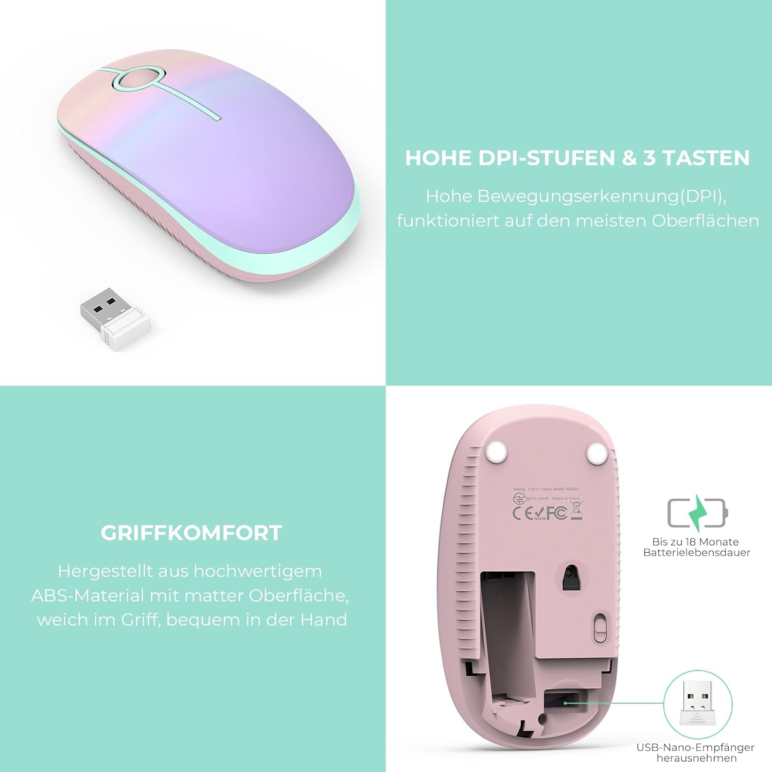 Thumbnail 4 de seenda Maus Kabellos 1600 DPI