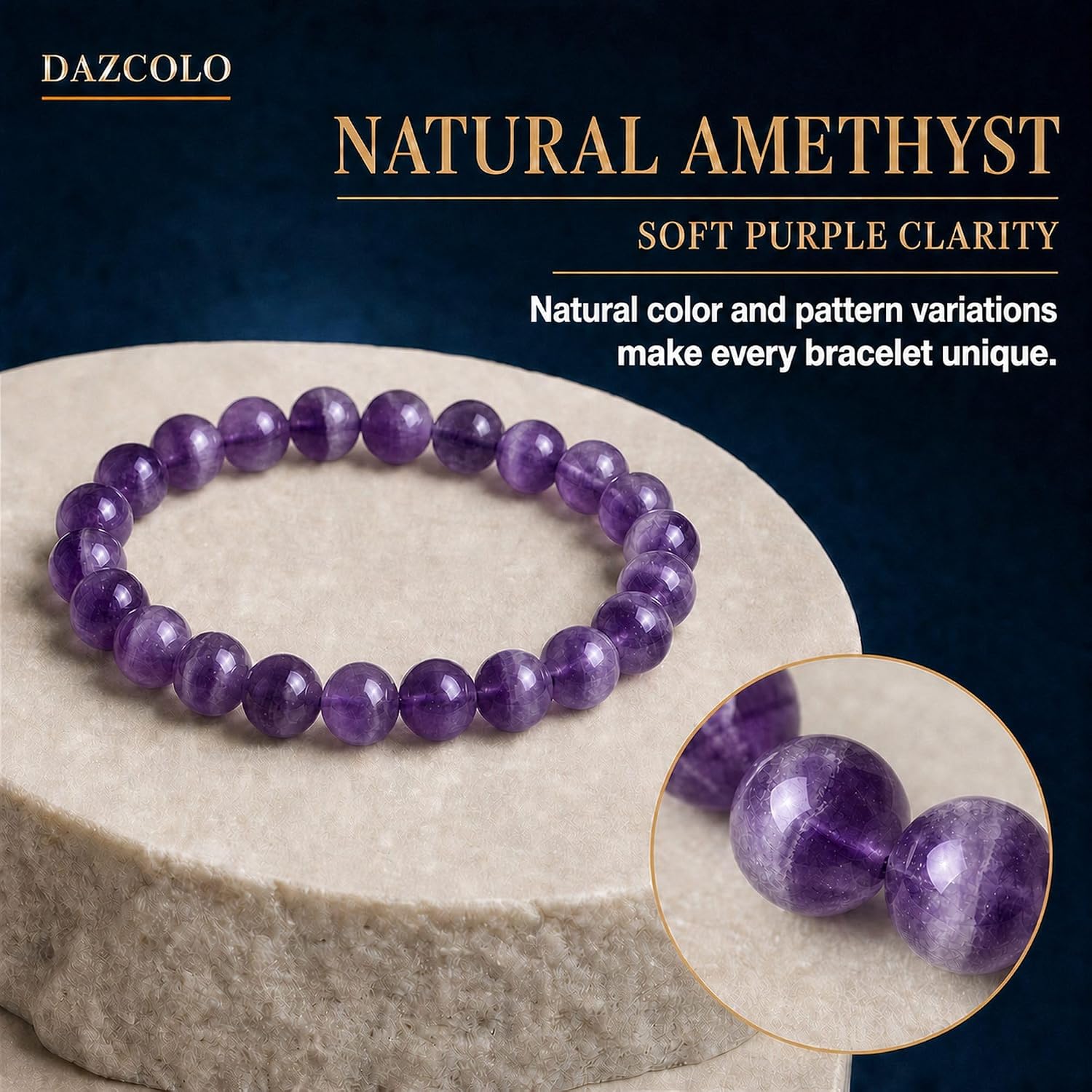 Detalle 2 de DAZCOLO Natural Gemstone Bracelet, 8mm Beads