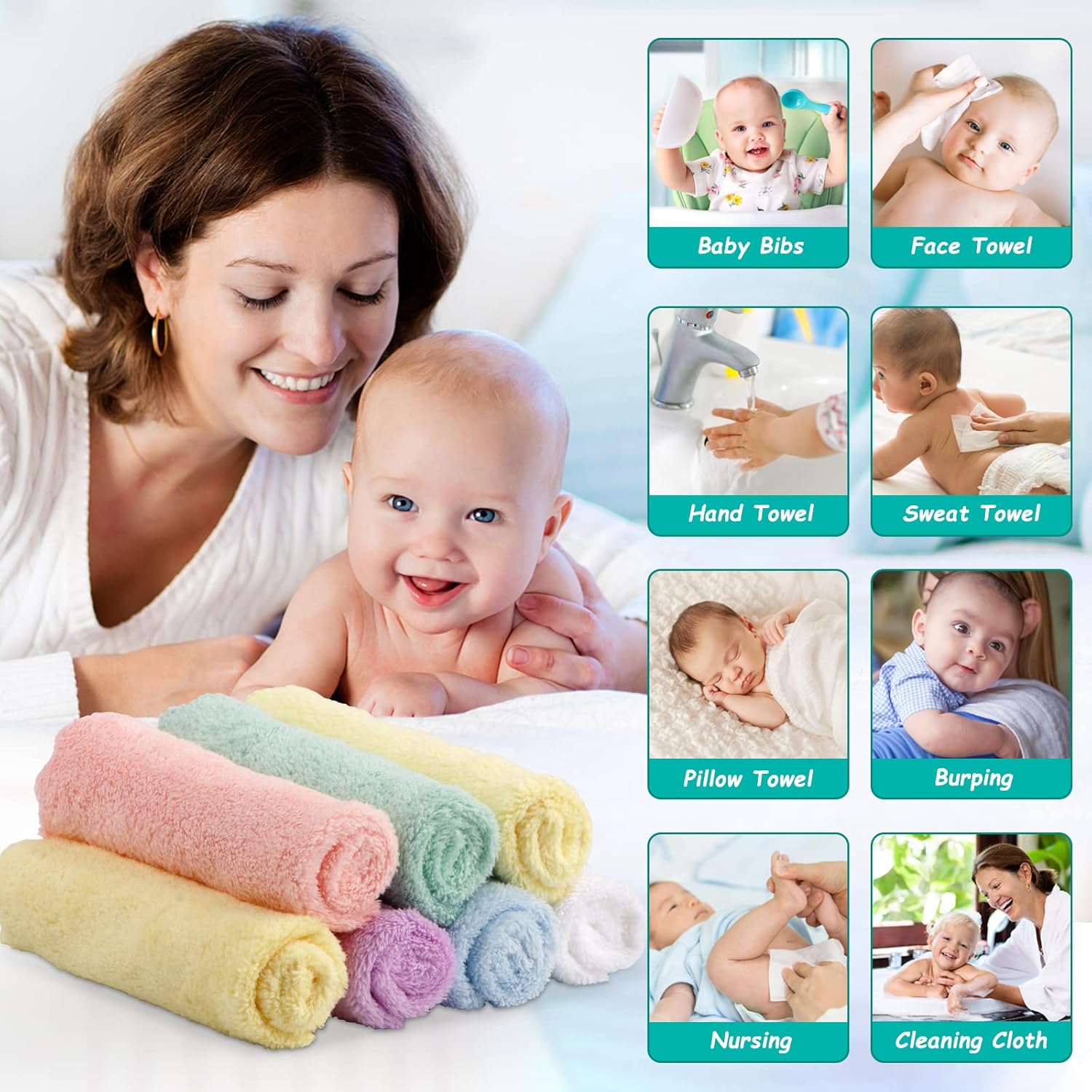 Thumbnail 1 de HOMEXCEL Baby Washcloths 24 Pack