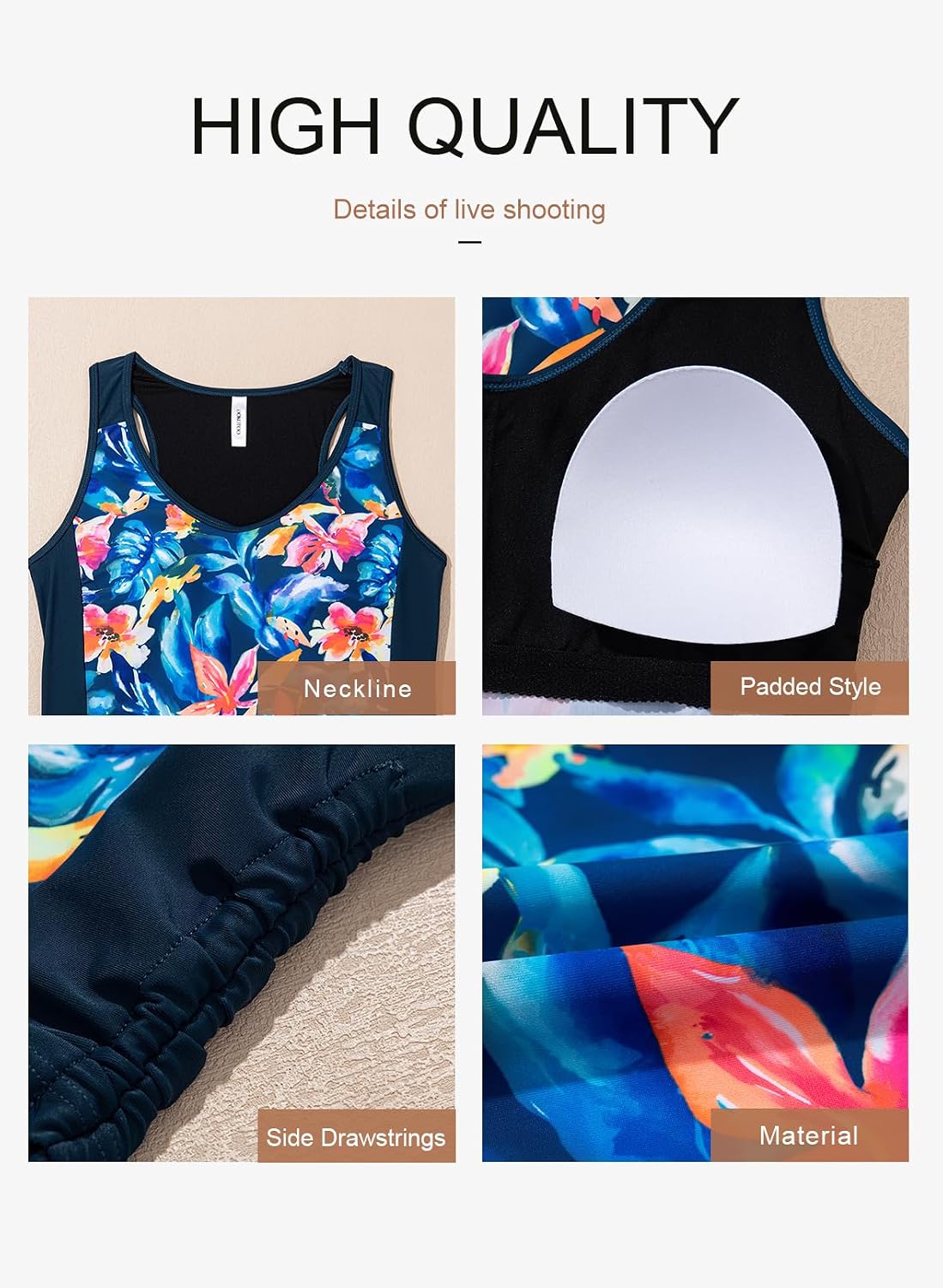 Thumbnail 5 de Dokotoo Women's Tankini Sets: Floral Two-Piece with High-Waisted Shorts