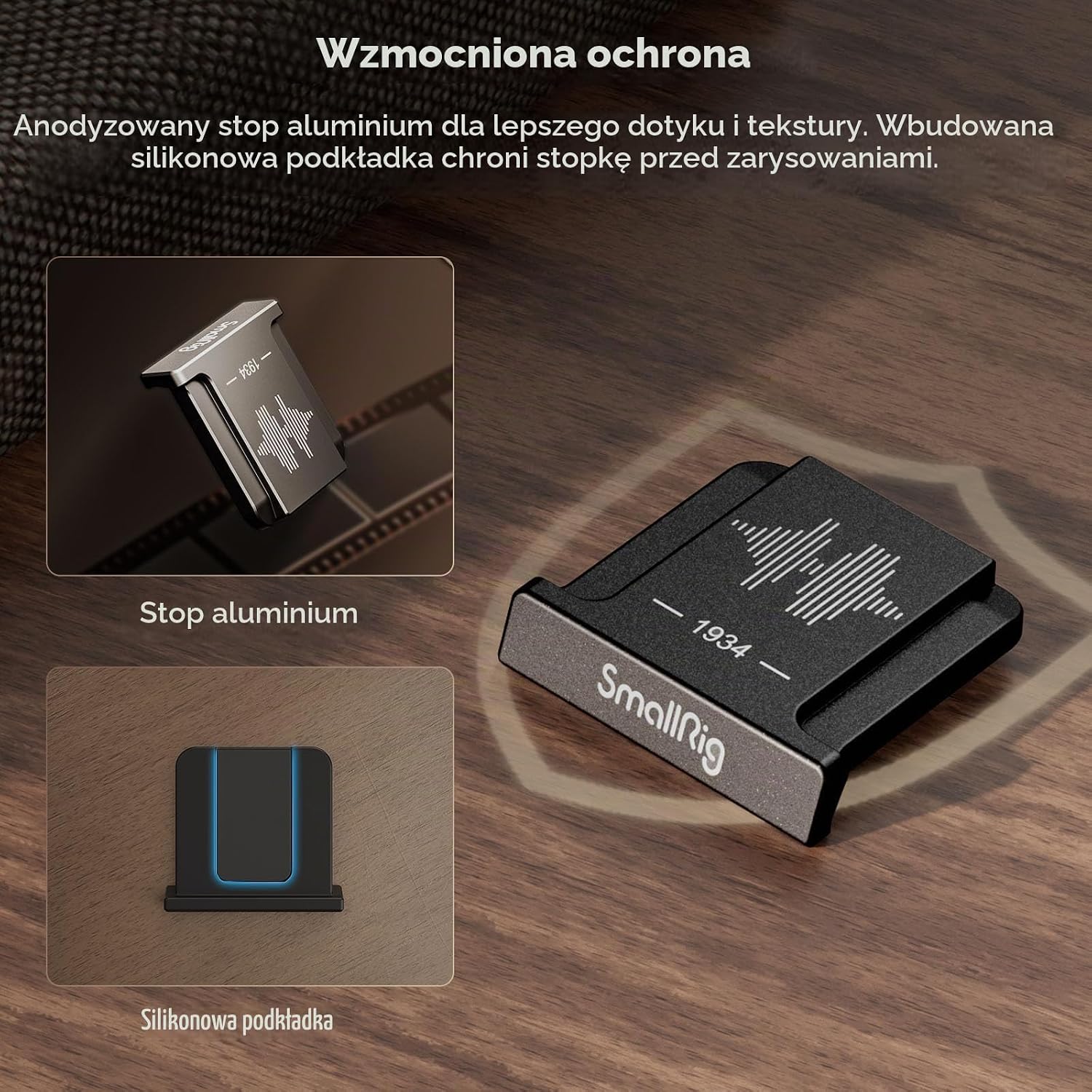 Detalle de SMALLRIG 4698 – czarna osłona gorącej stopki do aparatów Fujifilm