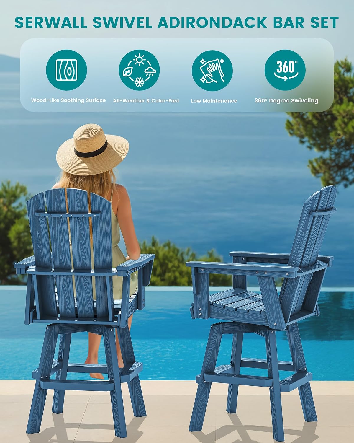 Thumbnail 6 de SERWALL Swivel Bar Chairs, HDPE