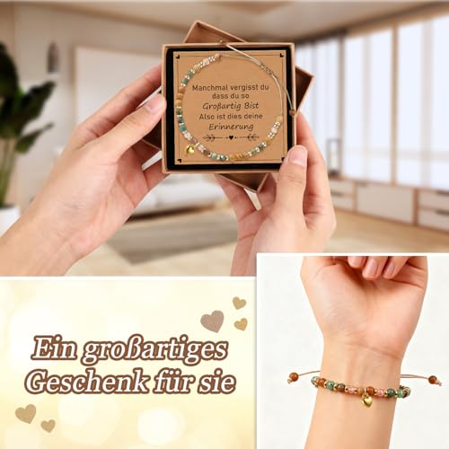 Detalle de TUZELIYA Inspirierendes Natursteinarmband – Mutmacher Geschenk für Frauen