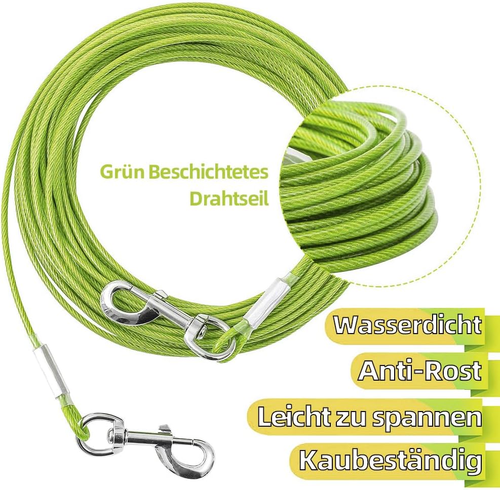 Thumbnail 2 de Bodenanker Hund – Erdanker für mittlere bis große Hunde bis zu 200 lbs, 360° Drehung, rostbeständiger Pflock, einfache Installation (Grün/Schwarz, 15 m oder 50 ft)