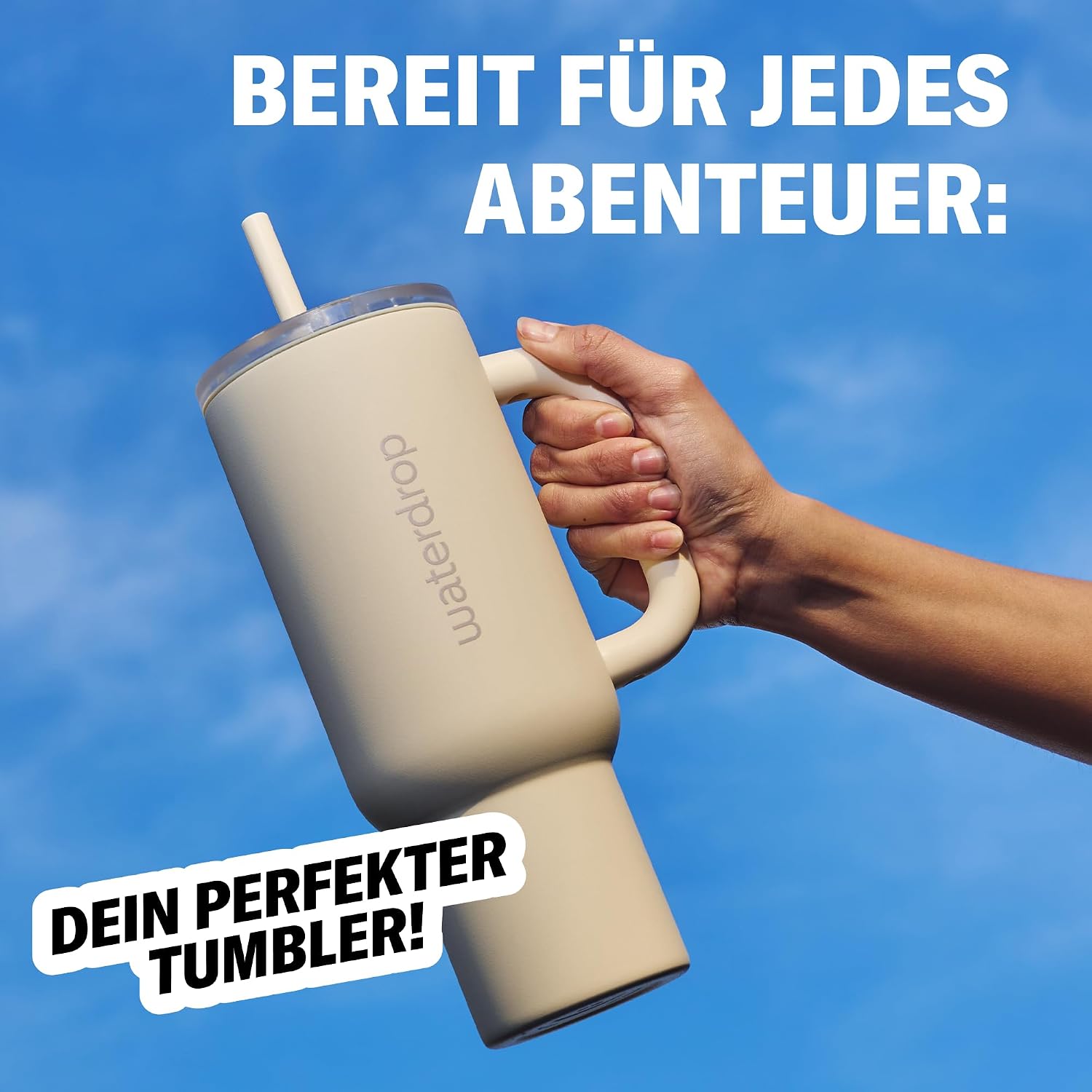 Thumbnail 1 de waterdrop® Thermobecher mit Strohhalm 1,1 L – Auslaufsichere Edelstahlflasche mit Deckel