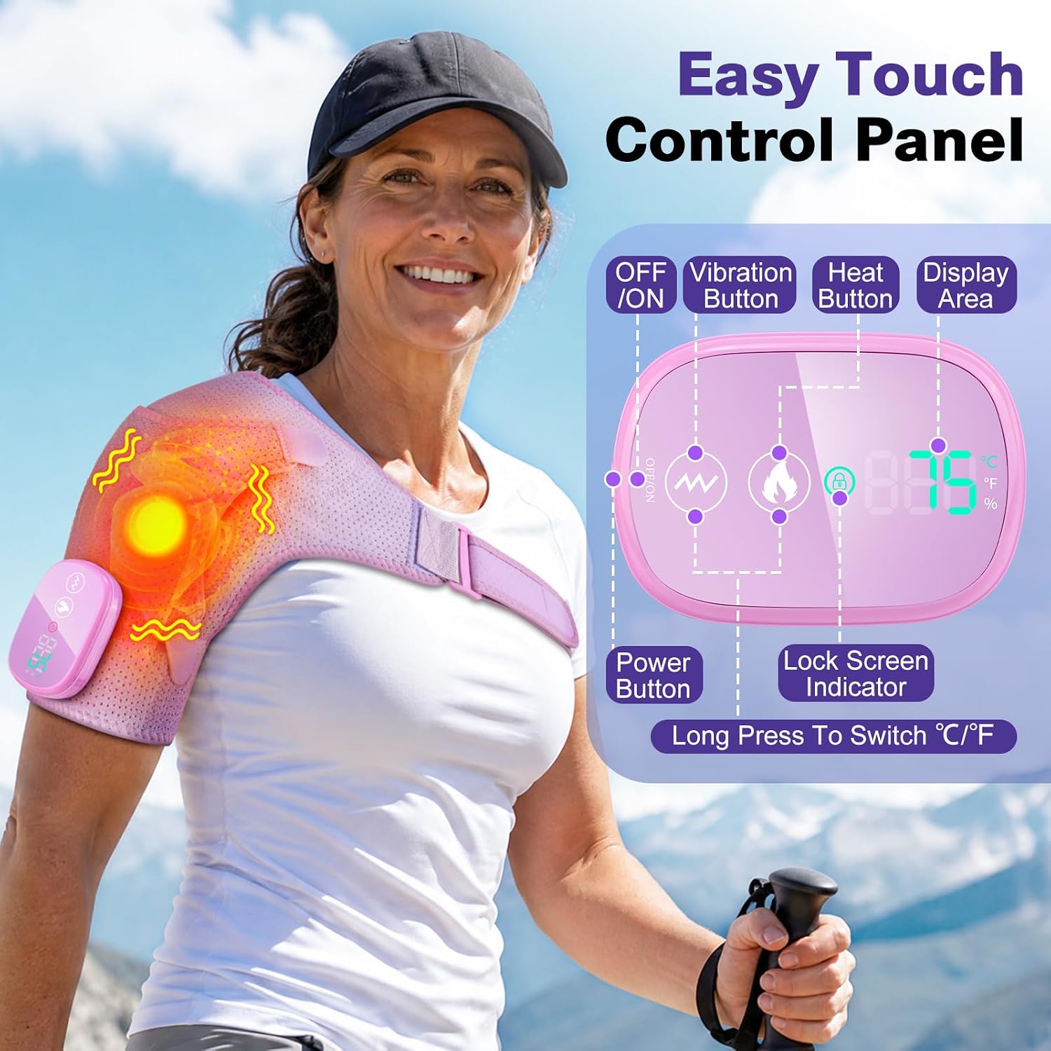 Detalle 2 de DREAMSOME Cordless Shoulder Heating Pad with Vibration, 5000mAh Battery