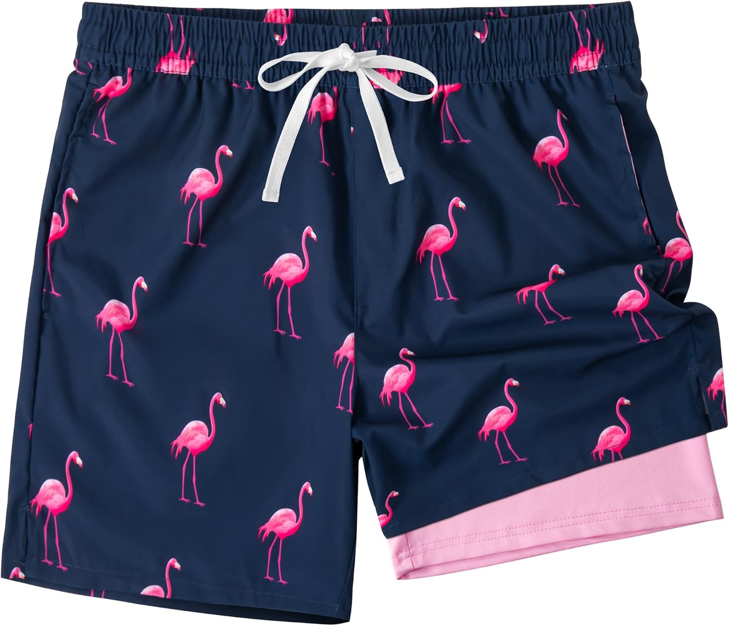 Detalle de XOMZG Men's Swim Trunks with Mesh Lining and Pockets — Quick-Dry Beach Shorts