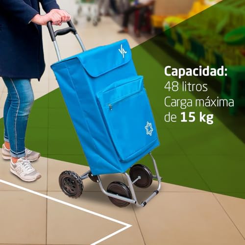 Detalle de Amig Carro de la Compra de 4 Ruedas con Bolsillo Térmico – Capacidad 48 L y 15 kg