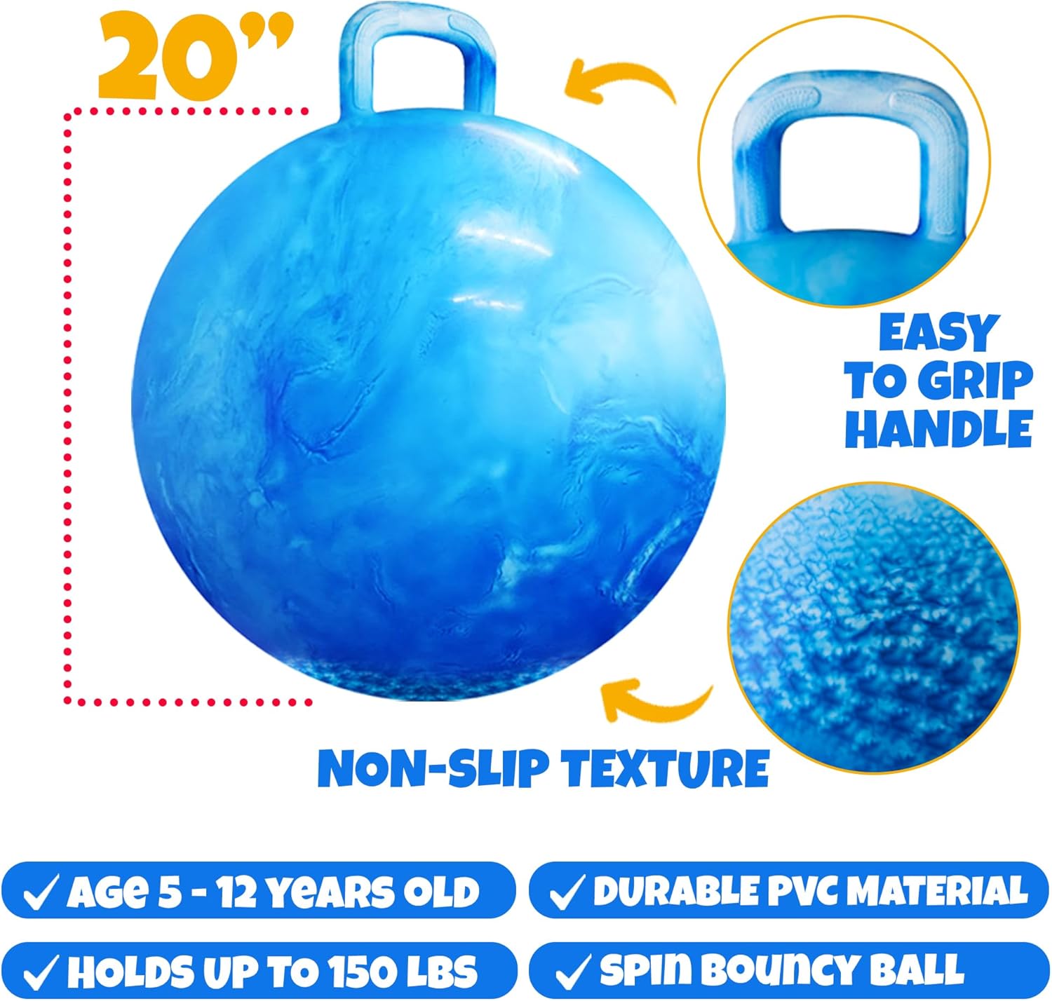 Detalle de Bedwina 20-Inch Bouncing Ball with Handle for Kids