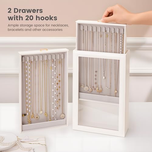 Thumbnail 1 de Lolalet Necklace Organizer Box: 2‑Layer Jewellery Display Case in White