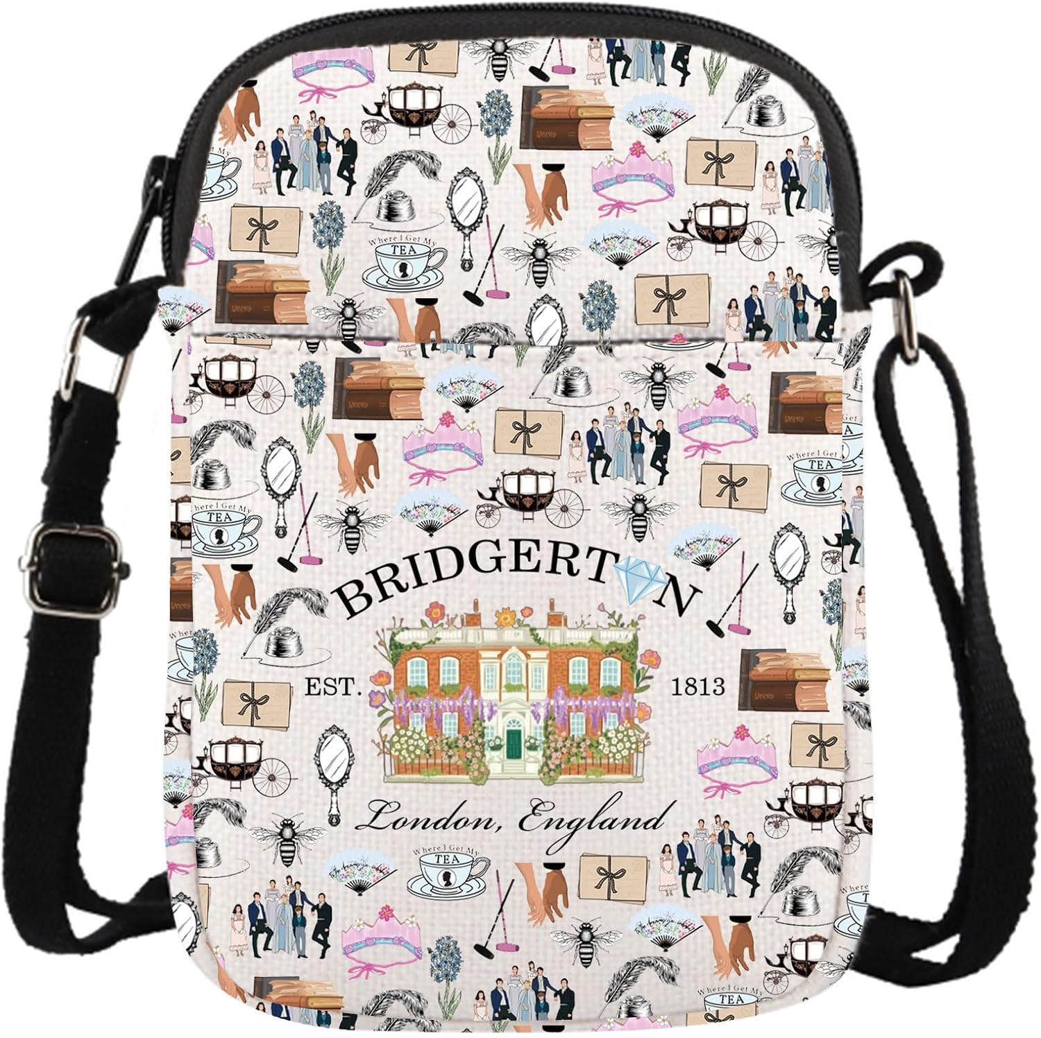 Detalle de Regency TV Show Inspired Makeup Bag – Bookish Gift for Lovers of Bridgerton and More