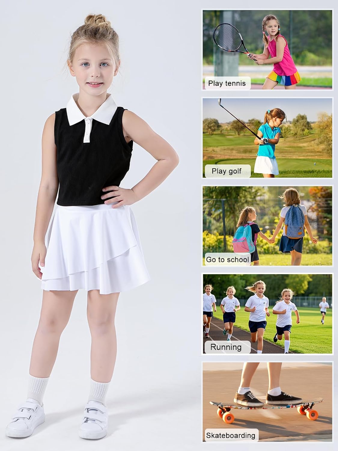 Thumbnail 5 de Bezioner Girls Polo Shirts Sleeveless Tennis T-Shirts Collared Golf Shirt
