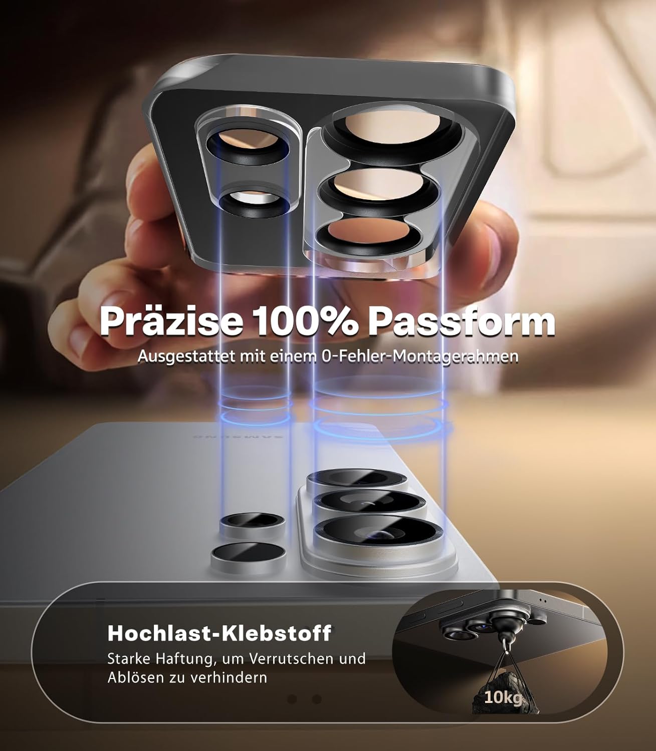 Detalle de TORRAS Kameraschutz für Samsung Galaxy S26 Ultra – 9H+ Glas, militärische Bruchsicherheit, HD-Klarheit, einfache Montage