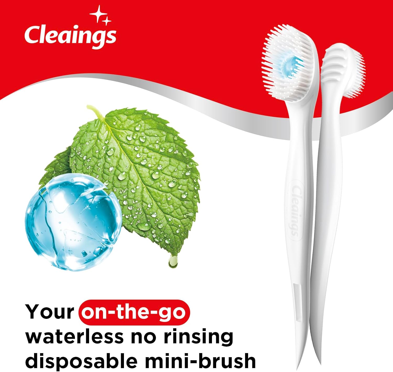Detalle de cleaings® Disposable Mini Toothbrushes, 48-Count, Pre-Pasted Mint with Picks