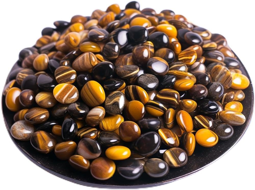 Detalle de SigMntun Polished Round Tiger’s Eye Stones, 284 g, 7–9 mm